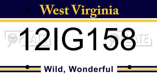 12IG158 West Virginia License Plate
