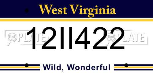 12II422 West Virginia License Plate