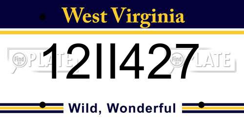 12II427 West Virginia License Plate