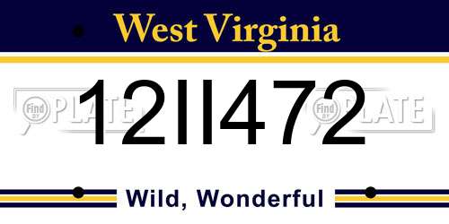 12II472 West Virginia License Plate