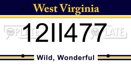 12II477 West Virginia License Plate