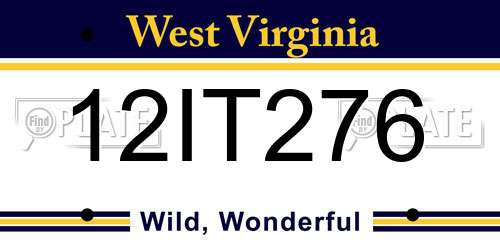 12IT276 West Virginia License Plate