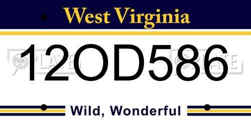12OD586 West Virginia License Plate