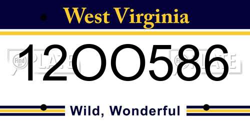 12OO586 West Virginia License Plate