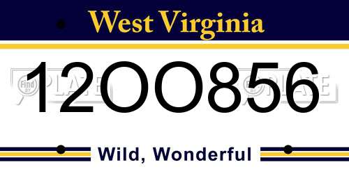 12OO856 West Virginia License Plate