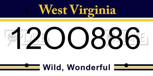12OO886 West Virginia License Plate