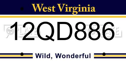 12QD886 West Virginia License Plate