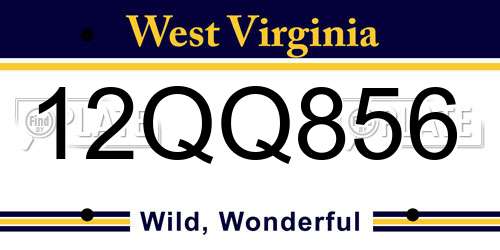 12QQ856 West Virginia License Plate