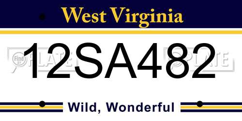 12SA482 West Virginia License Plate