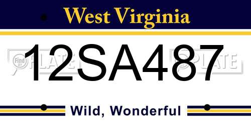 12SA487 West Virginia License Plate