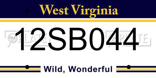 12SB044 West Virginia License Plate