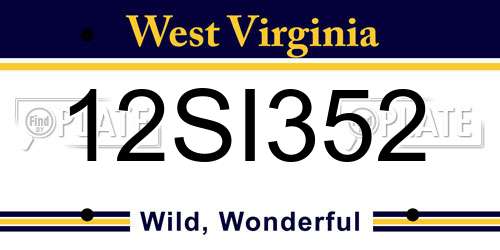 12SI352 West Virginia License Plate