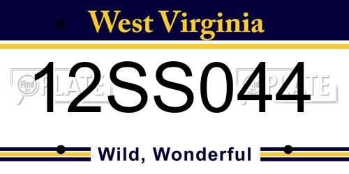12SS044 West Virginia License Plate
