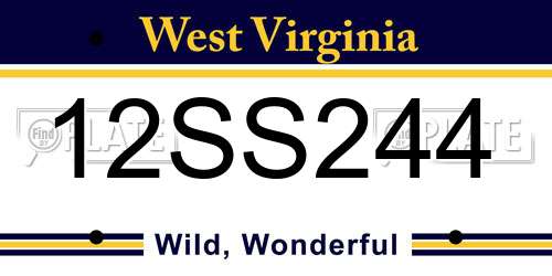 12SS244 West Virginia License Plate