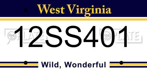 12SS401 West Virginia License Plate