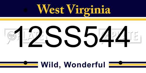 12SS544 West Virginia License Plate