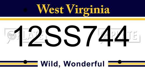 12SS744 West Virginia License Plate
