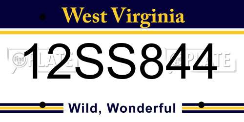 12SS844 West Virginia License Plate