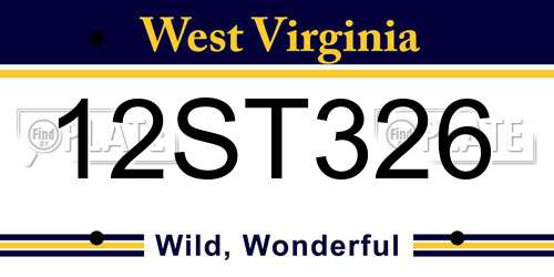 12ST326 West Virginia License Plate