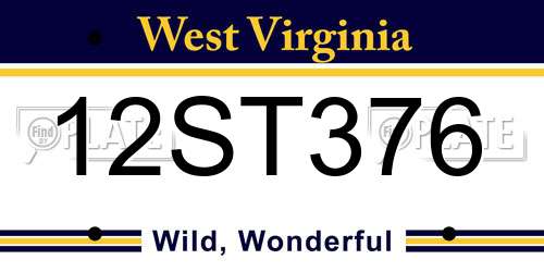 12ST376 West Virginia License Plate