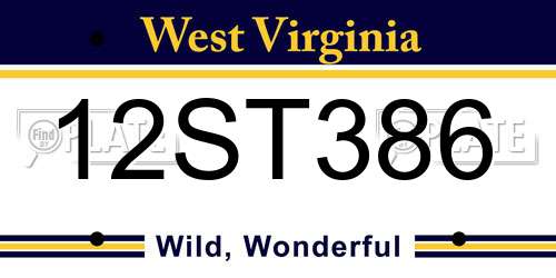 12ST386 West Virginia License Plate