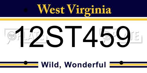 12ST459 West Virginia License Plate