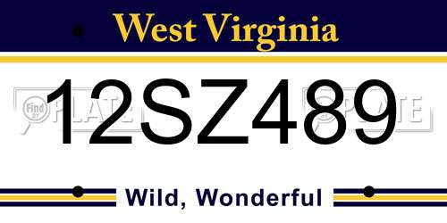 12SZ489 West Virginia License Plate