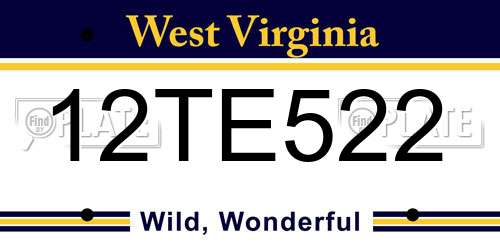 12TE522 West Virginia License Plate