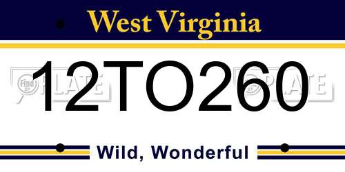 12TO260 West Virginia License Plate