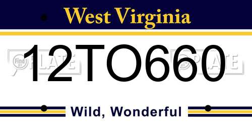 12TO660 West Virginia License Plate