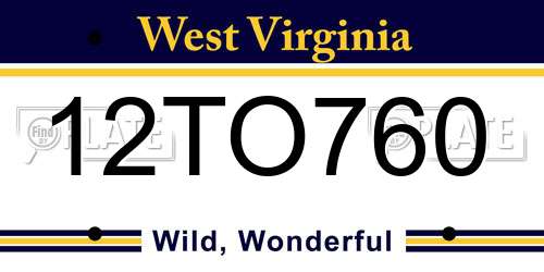 12TO760 West Virginia License Plate