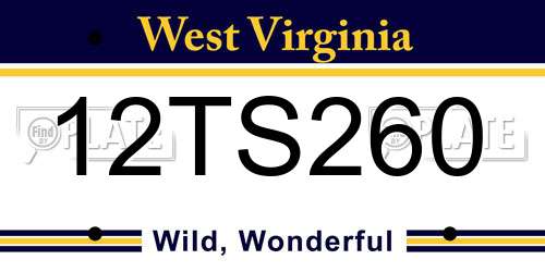 12TS260 West Virginia License Plate