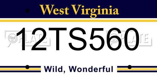 12TS560 West Virginia License Plate