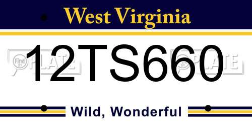 12TS660 West Virginia License Plate