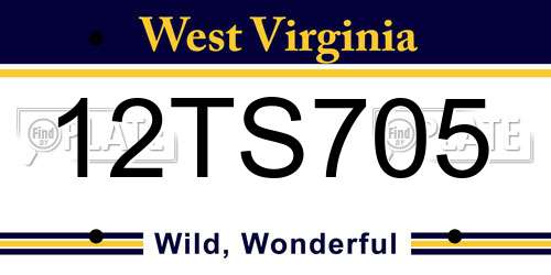 12TS705 West Virginia License Plate