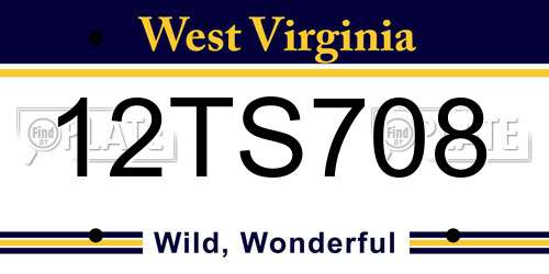 12TS708 West Virginia License Plate