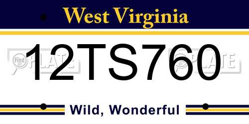 12TS760 West Virginia License Plate