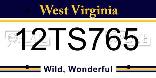 12TS765 West Virginia License Plate