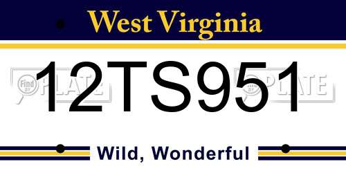 12TS951 West Virginia License Plate