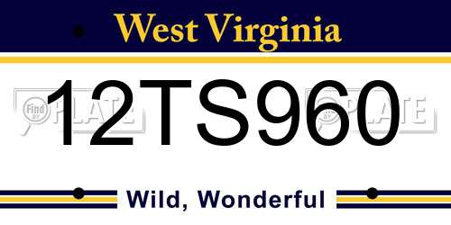 12TS960 West Virginia License Plate