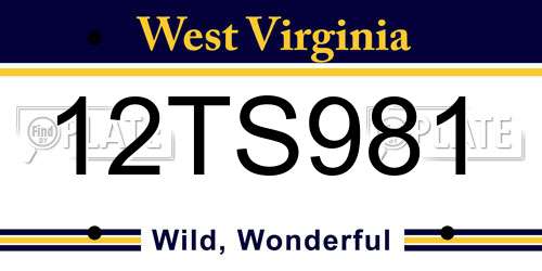 12TS981 West Virginia License Plate