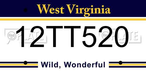12TT520 West Virginia License Plate