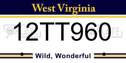 12TT960 West Virginia License Plate