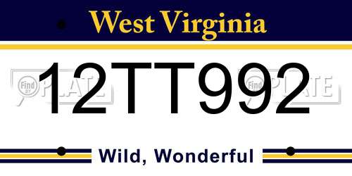 12TT992 West Virginia License Plate