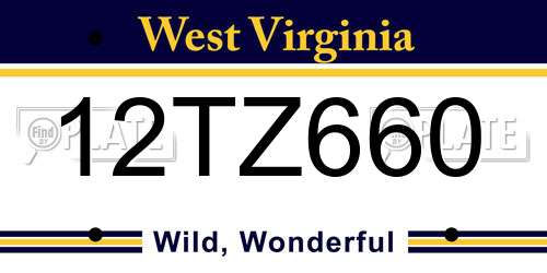12TZ660 West Virginia License Plate