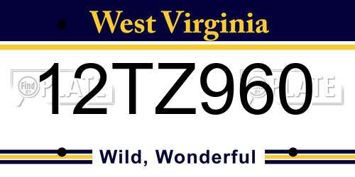 12TZ960 West Virginia License Plate
