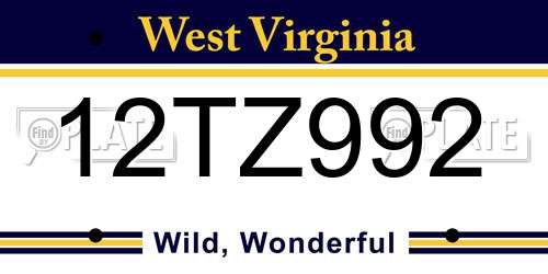 12TZ992 West Virginia License Plate