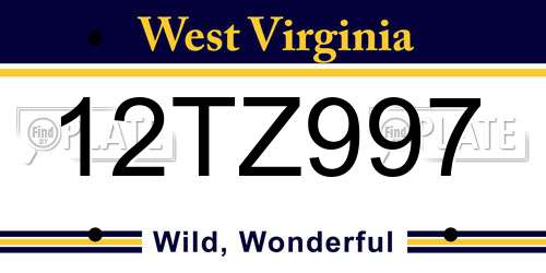 12TZ997 West Virginia License Plate