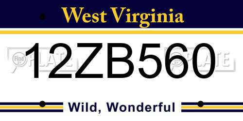 12ZB560 West Virginia License Plate