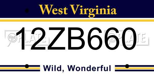 12ZB660 West Virginia License Plate